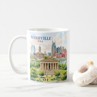 Benutzerdefinierte Nashville Tennessee USA Farbige Kaffeetasse