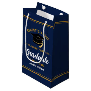 Benutzerdefinierte Navy-Blau-Gold-Abschlussfeier Kleine Geschenktüte
