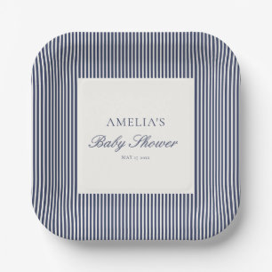 Benutzerdefinierte Navy-Blau-Ticking-Streifen-Prep Pappteller