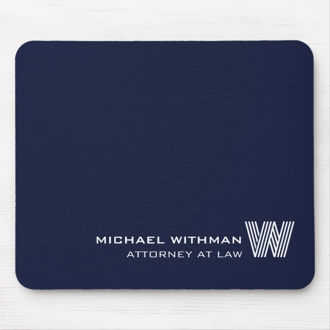 Benutzerdefinierte NAVY BLAUE LINIE Monogramm, Nam Mousepad (Vorne)