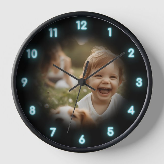Benutzerdefinierte Neon-Glow-Effekt Personalisiert Uhr (Vorderseite)