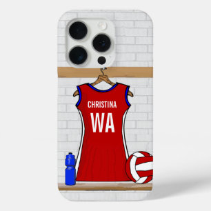 Benutzerdefinierte Netball-Uniform Rot mit Blau un Case-Mate iPhone Hülle