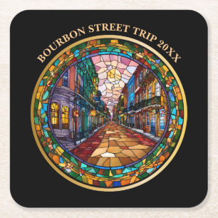 Benutzerdefinierte New Orleans Bourbon Street Dati Rechteckiger Pappuntersetzer