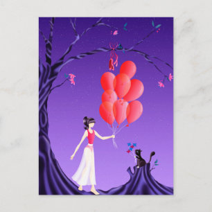Benutzerdefinierte niedliche Ballerina und Katze N Postkarte
