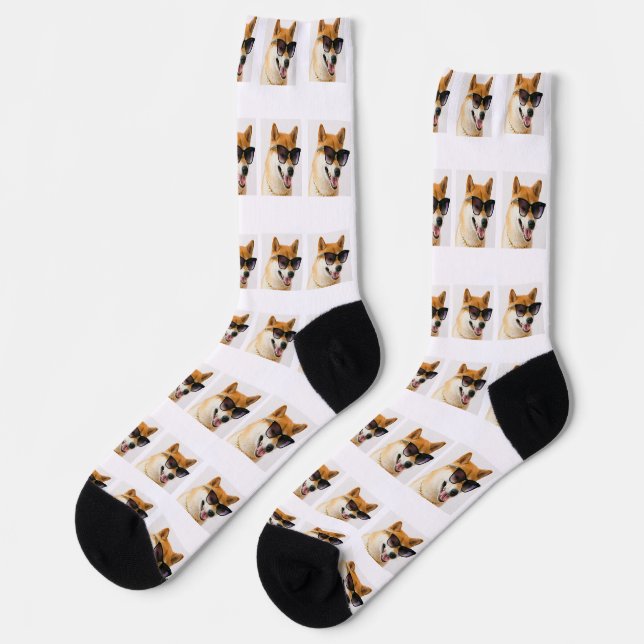 Benutzerdefinierte Niedliche Dog Foto Muster Socke (Linkes Detail)
