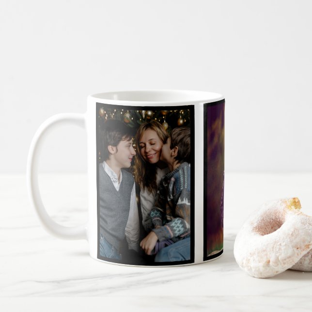 Benutzerdefinierte Niedliche Familie 2 FotoCollage Kaffeetasse (Mit Donut)