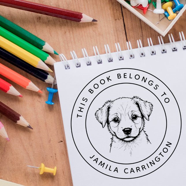 Benutzerdefinierte Niedliche Welpe Dieses Buch geh Gummistempel (Von Creator hochgeladen)