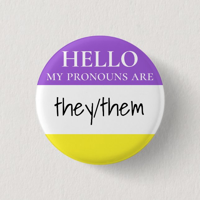Benutzerdefinierte Nonbinary Hello Meine Pronomen Button (Vorderseite)