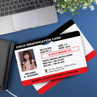 Benutzerdefinierte Notfall-Foto-ID-Karte für Kinde Ausweis