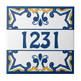 Benutzerdefinierte Nummer Blau und Gelb Azulejos Fliese