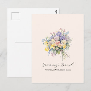 Benutzerdefinierte Oma-Bündel-Blumen-Enkel-Leinwan Postkarte