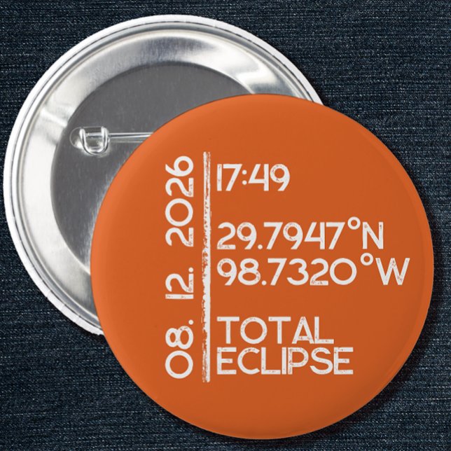 Benutzerdefinierte Orange 2026 Sonnenfinsternis Button (Solar Eclipse Keepsake Pin)