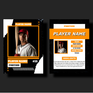 Benutzerdefinierte Orange Baseball-Handelskarte Sp Telefonnummerkarte