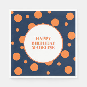 Benutzerdefinierte Orange Navy Blau Punkte Geburts Serviette