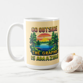 Benutzerdefinierte Outdoor-Naturszene Pixel-Art-Gr Kaffeetasse