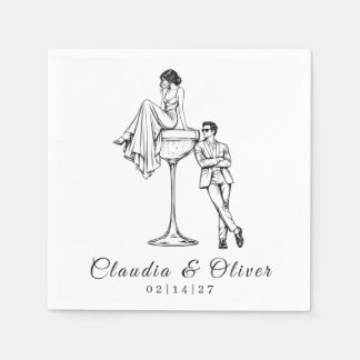 Benutzerdefinierte Paare Cocktail Chic Hochzeit Serviette