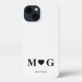 Benutzerdefinierte Paare-Monogramm-Herzmarke iPhone Hülle