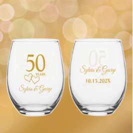 Benutzerdefinierte Paare Name Keepake 50. Jahresta Weinglas Ohne Stiel