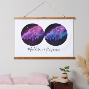 Benutzerdefinierte Paare Sternzeichen Geschenke Je Wandteppich Mit Holzrahmen