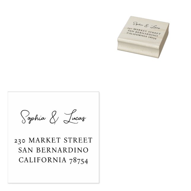 Benutzerdefinierte Paarnamen Chic Boho & Rücksende Gummistempel (Stempel)
