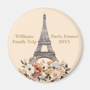 Benutzerdefinierte Paris-Reise Eiffelturm Floral Magnet