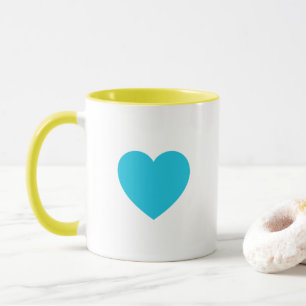 Benutzerdefinierte Pastellgelbe und Blaugrüne Herz Tasse