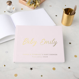 Benutzerdefinierte Pastellrosa Babyparty Gästebuch