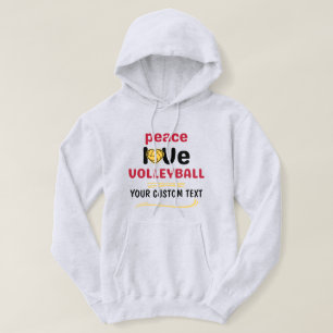 benutzerdefinierte Peace Liebe Volleyball-Spieler  Hoodie