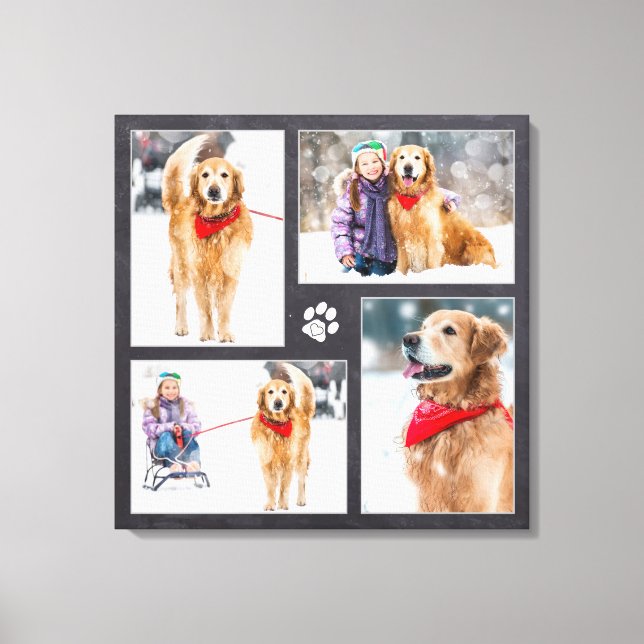 Benutzerdefinierte Pet-Lover-Paw-Druck-Dog-FotoCol Leinwanddruck (Vorderseite)