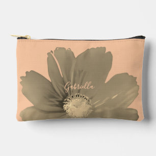 Benutzerdefinierte Pfirsich-Gold-Blumen-Aquarell-W Zubehörtasche
