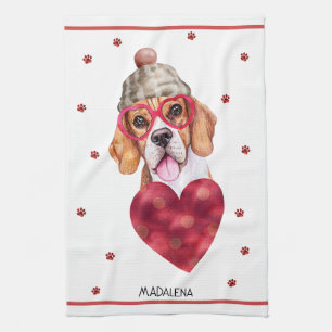 Benutzerdefinierte Pfoten Hundeliebhaber Valentins Geschirrtuch