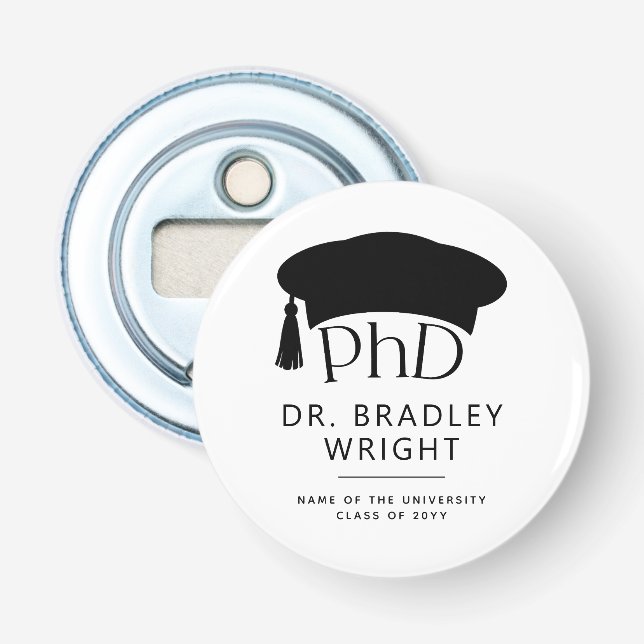 Benutzerdefinierte PhD-Doktorhut Doktorgrad Abschl Flaschenöffner (Vorderseite)