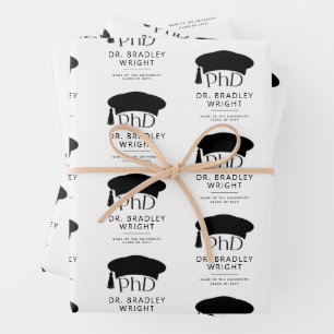 Benutzerdefinierte PhD Doktorhut Doktorgrad Abschl Geschenkpapier Set