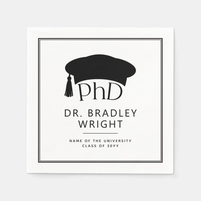 Benutzerdefinierte PhD-Doktorhut Doktorgrad-Abschl Serviette (Vorderseite)