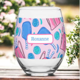 Benutzerdefinierte Pickleball-Paddle & Balls Rosa  Weinglas Ohne Stiel