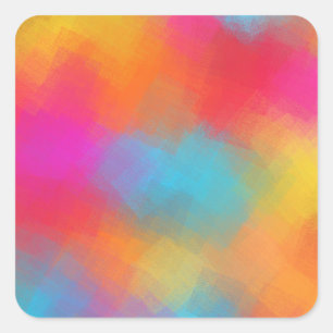 Benutzerdefinierte Pink Rot Orange Trendige Bunte  Quadratischer Aufkleber