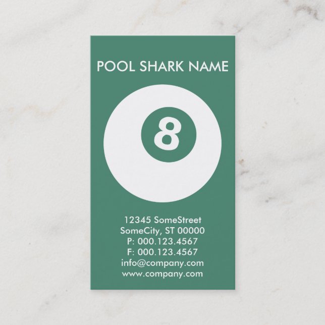 benutzerdefinierte POOL-SHARK-Karte Visitenkarte (Vorderseite)