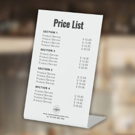 Benutzerdefinierte Preisliste oder Dienstleistunge Sockelschild