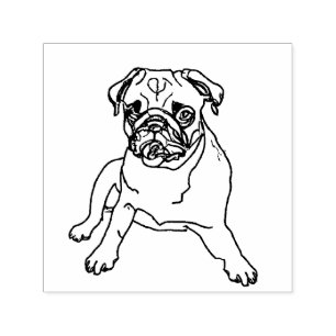 Benutzerdefinierte Pug-Hunde-Cute-Modern-Hipster-T Permastempel
