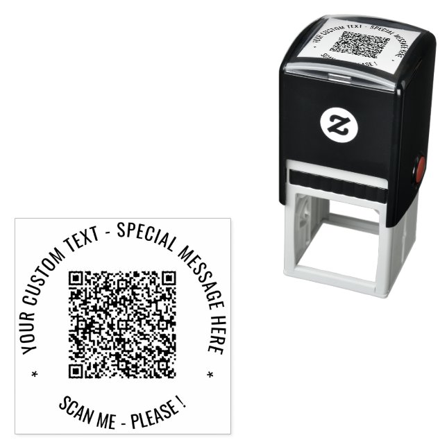 Benutzerdefinierte QR-Code-Briefmarke Permastempel (Beispiel)