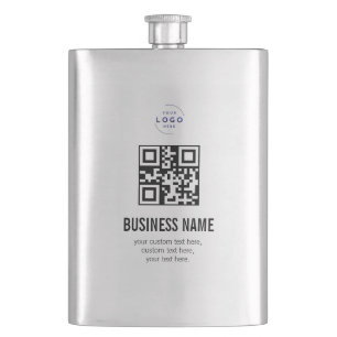 Benutzerdefinierte QR-Code-Geschäftslogo-Name-Vorl Flachmann