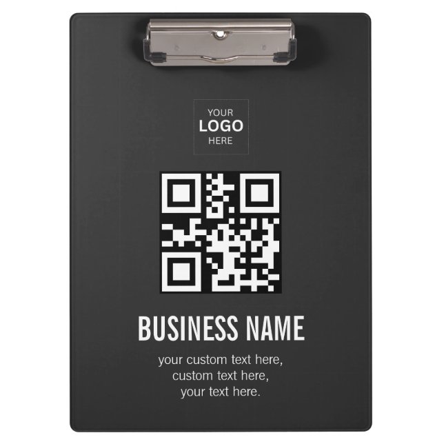 Benutzerdefinierte QR-Code-Geschäftslogo-Name-Vorl Klemmbrett (Vorderseite)