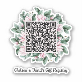 Benutzerdefinierte QR-Code Magnolia-Blume-Rahmen-G Aufkleber