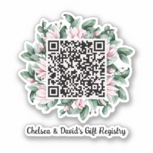 Benutzerdefinierte QR-Code Magnolia-Blume-Rahmen-G Aufkleber