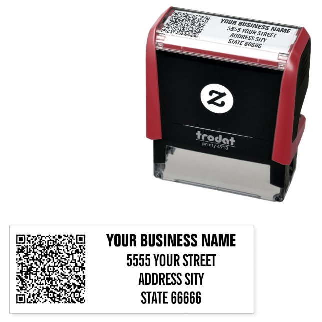Benutzerdefinierte QR-Code Name-Adresse Selbstfarb Permastempel (Beispiel)