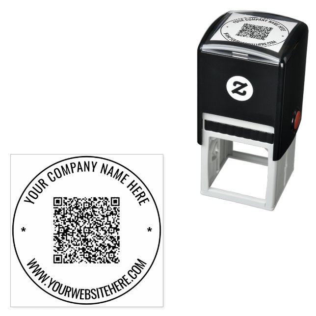 Benutzerdefinierte QR-Code- und Textrunde-Briefmar Permastempel (Beispiel)