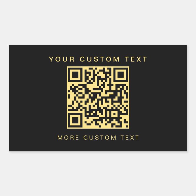 Benutzerdefinierte QR-Code-Vorlage Schwarz & Gold Rechteckiger Aufkleber (Vorderseite)
