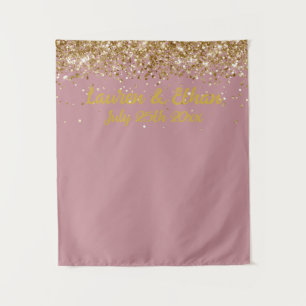 Benutzerdefinierte Quarz- und Gold-Glitter-Hochzei Wandteppich