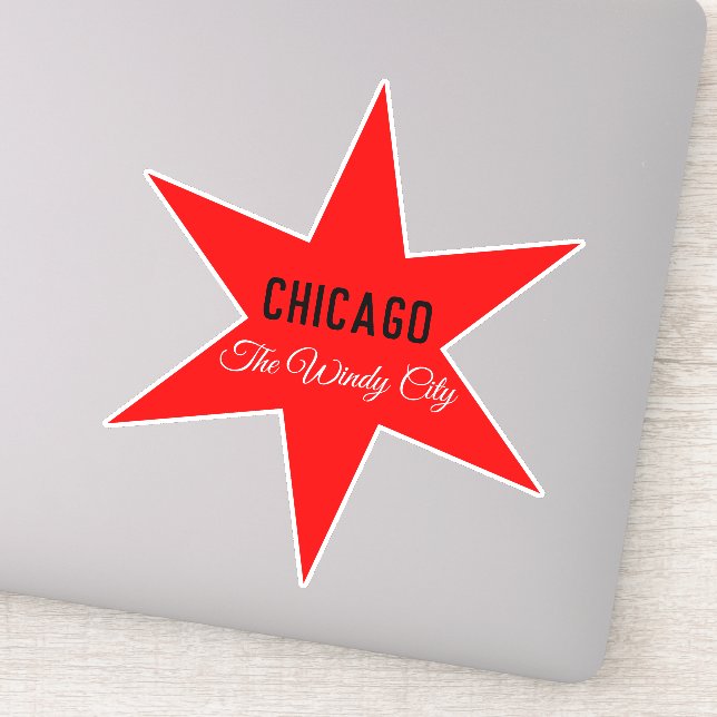 Benutzerdefinierte Red 6-Point Chicago Flag Star T Aufkleber (Detail)