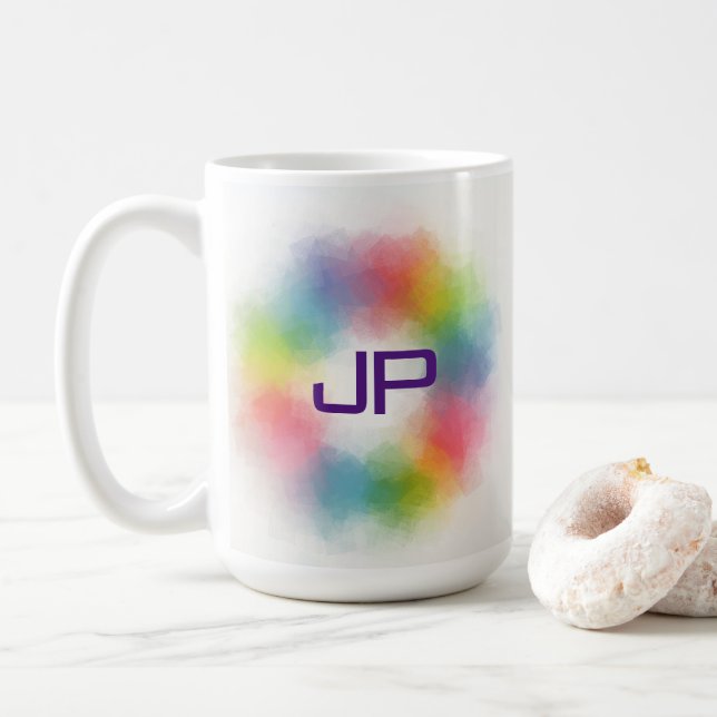 Benutzerdefinierte Regenbogenfarben Farbenfrohe Ab Kaffeetasse (Mit Donut)